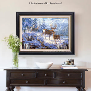 Painting By Diamond Kit Square Deers In The Snow