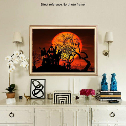 Image of Painting By Diamond Kit Halloween Moon