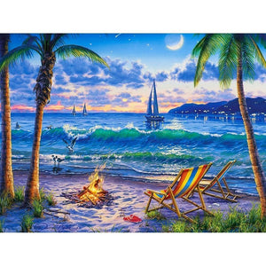 Painting By Diamond Kit Square Sailing Off The Coast 5D