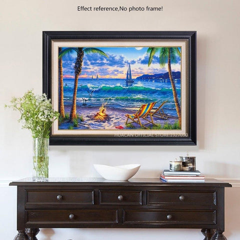 Image of Painting By Diamond Kit Square Sailing Off The Coast 5D