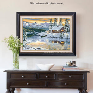 Painting By Diamond Kit Square Christmas By The River 5D