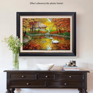 Painting By Diamond Kit Square Relaxing Swans In The Pond 5D