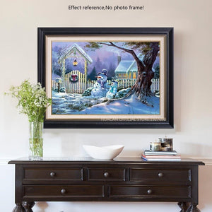 Painting By Diamond Kit Square Snowmen By The Tree At Christmas 3D