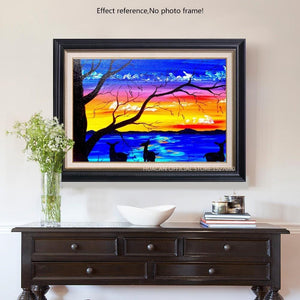 Painting By Diamond Kit Square Deers Watching The Sunrise 5D