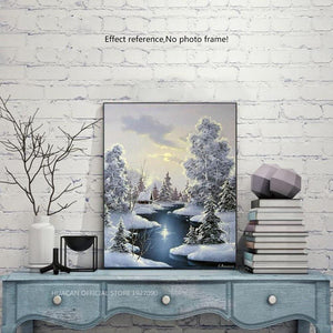 Painting By Diamond Kit Christmas Snow By The River Full Square