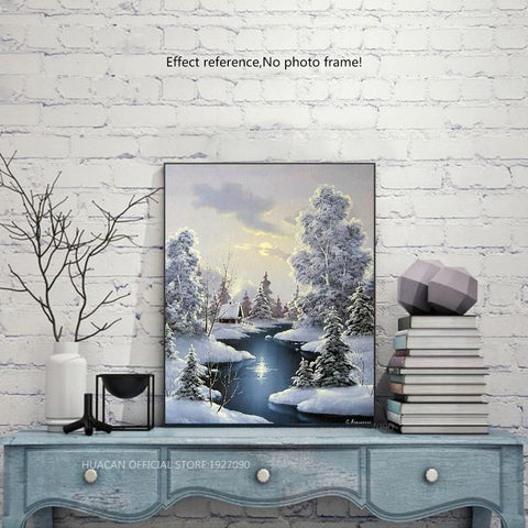 Image of Painting By Diamond Kit Christmas Snow By The River Full Square