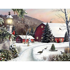 Christmas Snow In The Countryside 5D Diamond Painting Kit