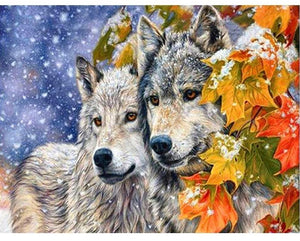 Painting By Diamond Kit Full Square Wolves At Christmas