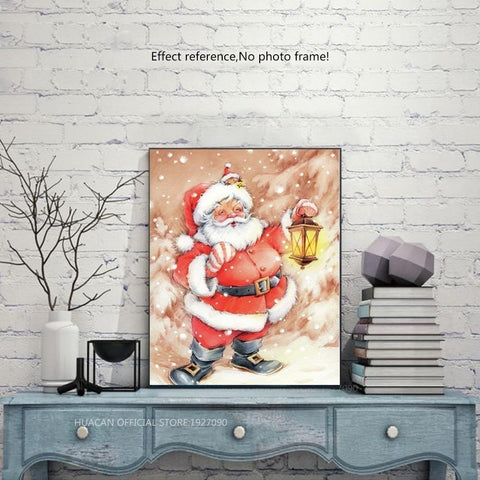 Image of Painting By Diamond Kit Full Square Drill Santa With His Lantern 3D