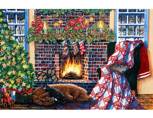 Painting By Diamond Kit Christmas By The Fire