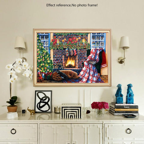 Image of Painting By Diamond Kit Christmas By The Fire