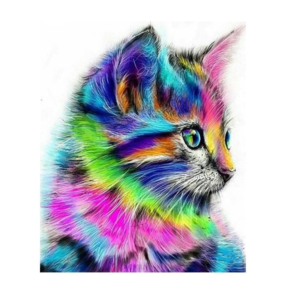 Painting By Diamond Kit Square 3D Colorful Cat