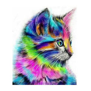 Painting By Diamond Kit Square 3D Colorful Cat