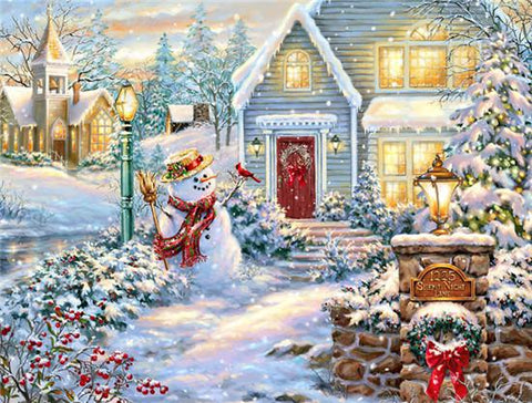 Image of 5D Snowman Christmas Setting Diamond Painting Kit
