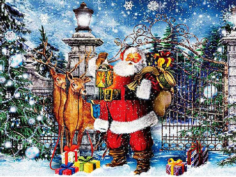 Image of Painting By Diamond Kit Full Square Santa At Christmas