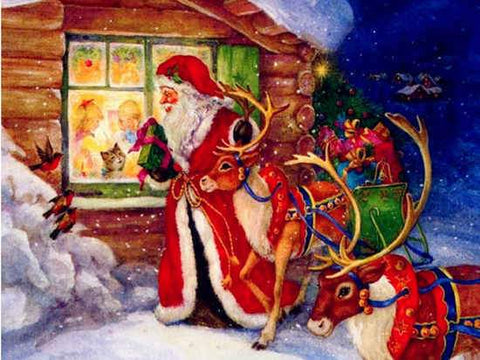 Image of Painting By Diamond Kit Full Square Santa At Christmas