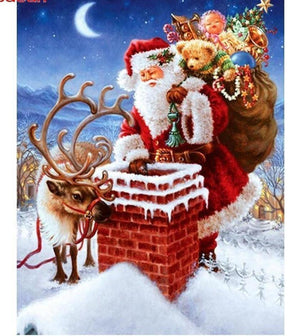 Painting By Diamond Kit Full Square Santa With His Deer