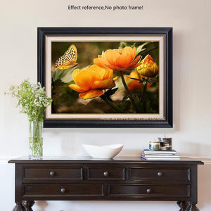 Painting By Diamond Kit Butterfly At The Flowers 3D