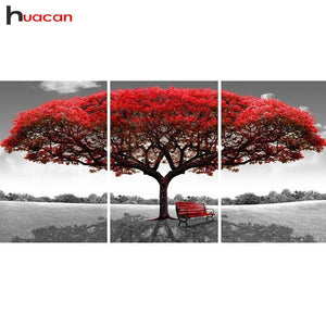 HUACAN DIY Diamond Painting Full Square Triptych 3pcs Diamond Mosaic Multi-picture Combination Cross Stitch Home Decoration