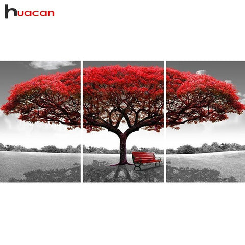 Image of HUACAN DIY Diamond Painting Full Square Triptych 3pcs Diamond Mosaic Multi-picture Combination Cross Stitch Home Decoration