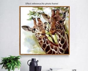 Painting By Diamond Kit Giraffes Together