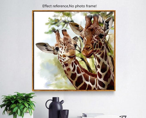 Image of Painting By Diamond Kit Giraffes Together