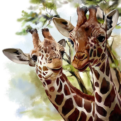 Image of Painting By Diamond Kit Giraffes Together