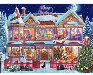 Painting By Diamond Kit Square Decorated House For Christmas