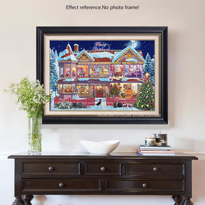 Painting By Diamond Kit Square Decorated House For Christmas