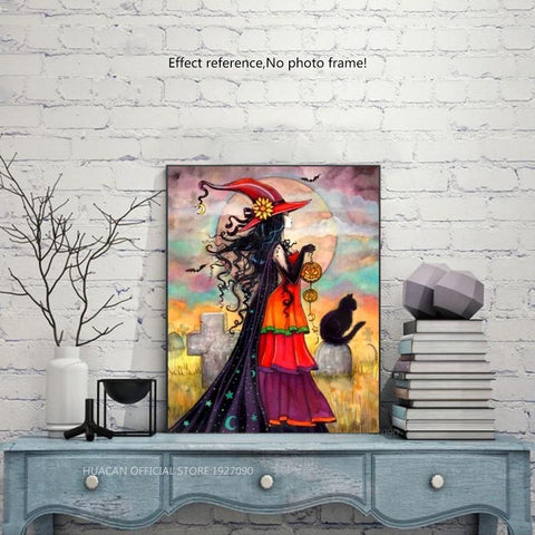 Image of Painting By Diamond Kit Halloween Lady