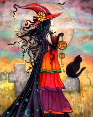 Painting By Diamond Kit Halloween Lady