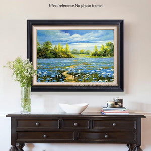 Painting By Diamond Kit Square 3D Blue Floral Landscape