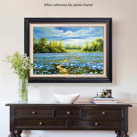 Image of Painting By Diamond Kit Square 3D Blue Floral Landscape