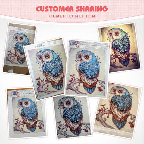 Image of Owl On A Tree Square Diamond Painting Kit