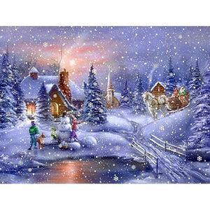 Snowing In The Countryside At Christmas 3D Square Diamond Painting Kit