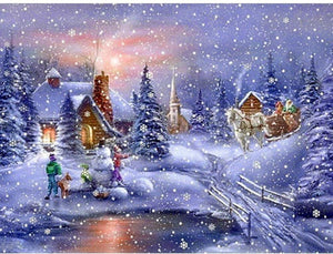 Painting By Diamond Kit Square 3D Christmas Snow Landscape