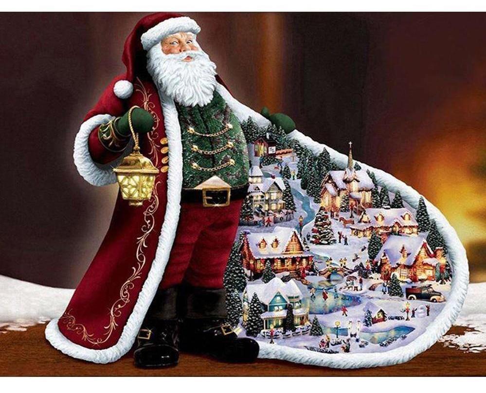 Painting By Diamond Kit Square Santa Claus Visiting At Christmas