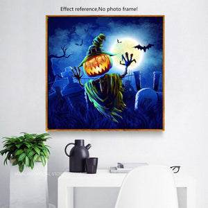 Painting By Diamond Kit Halloween Scary Pumpkin