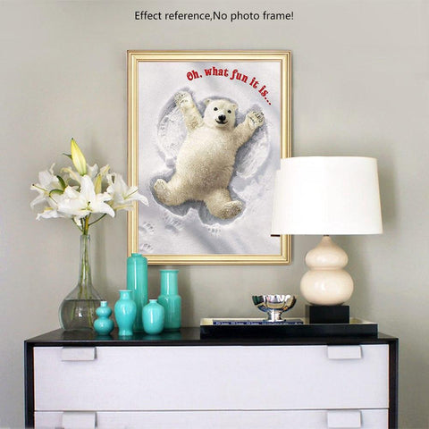 Image of Painting By Diamond Kit  Bear Playing In The Snow