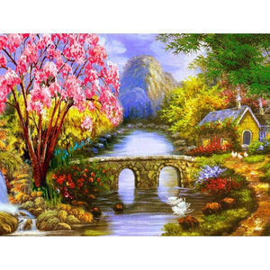 HUACAN Diamond Mosaic Landscape Full Drill Diamond Paintings Bridge Diamond Embroidery Cross Stitch Picture Of Rhinestones