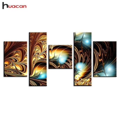 Image of HUACAN Diamond Mosaic Multi-picture Combination DIY Diamond Painting Cross Stitch Full Square 5pcs Home Decor