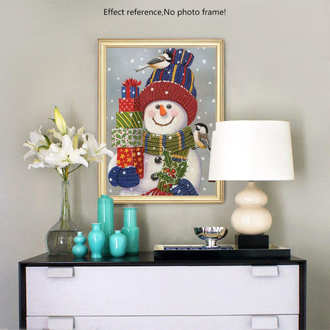 Image of Painting By Diamond Kit Snowman With Presents