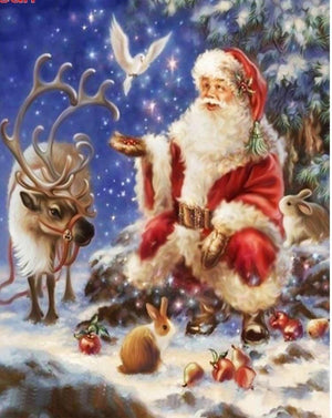 Painting By Diamond Kit Full Square Santa Claus And His Deer