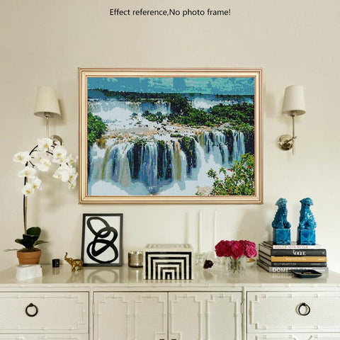 Image of Painting By Diamond Kit Scenic Waterfall