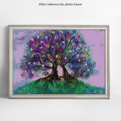 Image of HUACAN Full Drill Square Diamond Painting Tree Diamond Embroidery Landscape Cross Stitch DIY Rhinestone Mosaic Painting