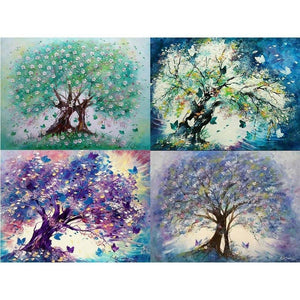 HUACAN Full Drill Square Diamond Painting Tree Diamond Embroidery Landscape Cross Stitch DIY Rhinestone Mosaic Painting