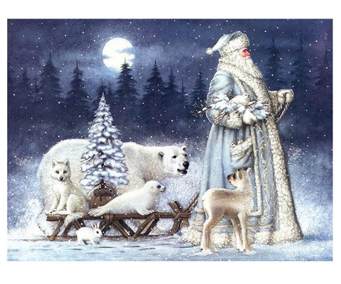 Image of Painting By Diamond Kit Full Square Santa Claus At The North Pole