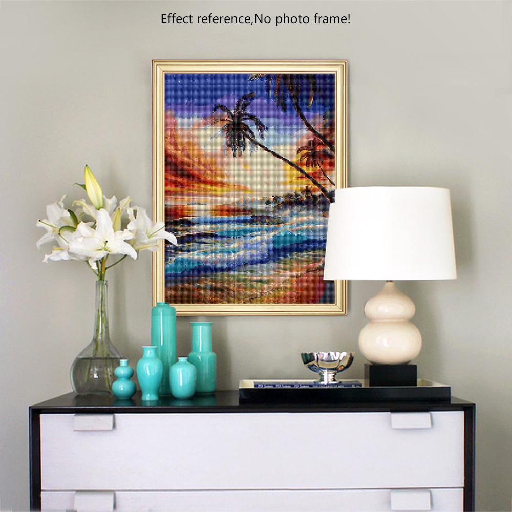 Painting By Diamond Kit Square Sunset By The Sea 3D