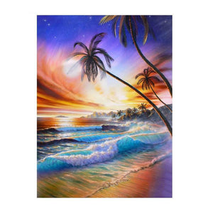 Painting By Diamond Kit Square Sunset By The Sea 3D