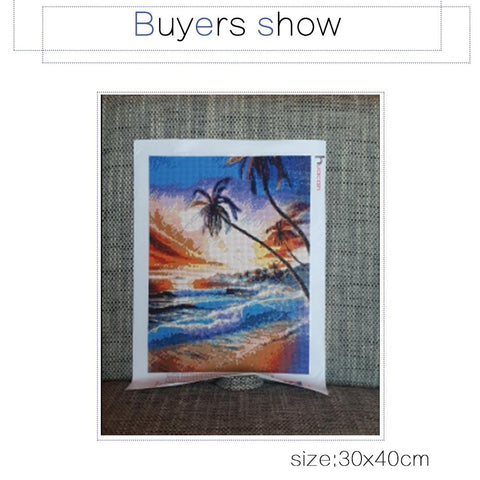 Image of Painting By Diamond Kit Square Sunset By The Sea 3D